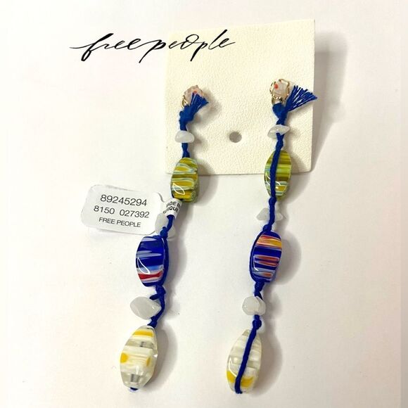 Free People Jewelry - Free People Millefiori Glass Bead Dangle Festival Style Earrings Ariana Ost